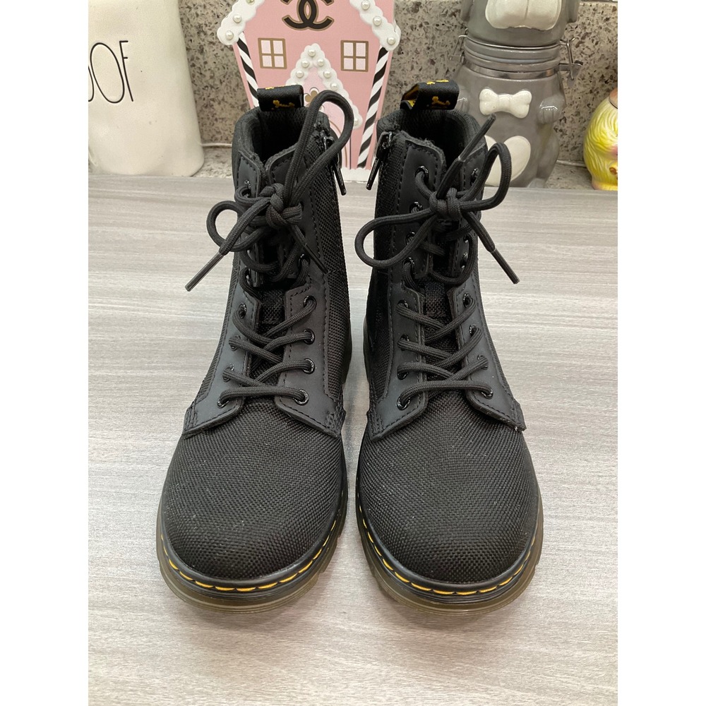 KIDS DR MARTENS‎ COMBS LACE UP FASHION BOOTS SIDE ZIP BLACK